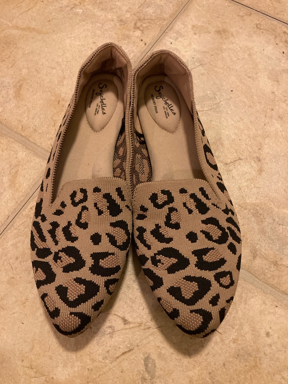 Seychelles Taupe Knit Leopard Slip-On Flats size 8.5